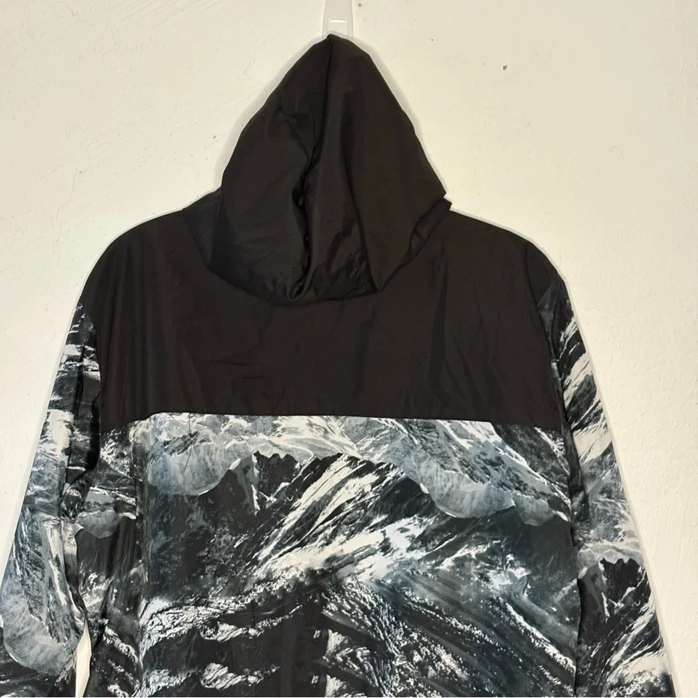 Brave Soul MJK Jacket Mens Size L Black Grey White Full Zip Pockets Hooded Lined